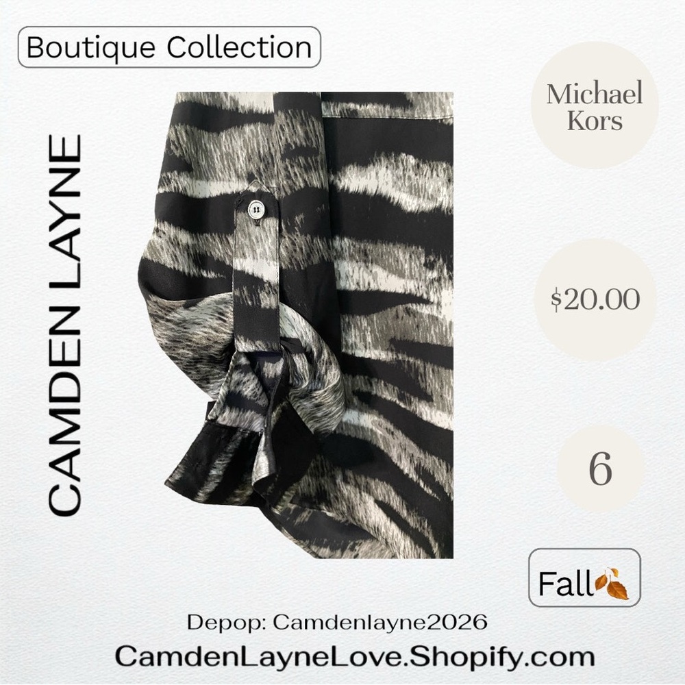 Michael Kors Black and Gray Patterned Top - Picture 5 of 6